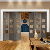 Six Folding Doors & Frame Kit - Apollo 3 Pane Chocolate Grey 3+3 - Clear Glass - Prefinished