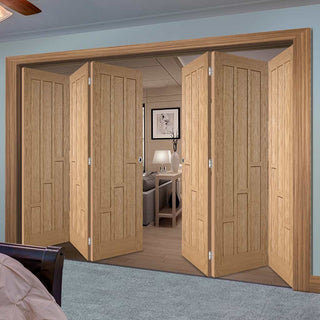 Image: Six Folding Doors & Frame Kit - Coventry Contemporary Panel Oak 3+3 - Unfinished