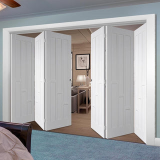 Image: Six Folding Doors & Frame Kit - Coventry 3+3 Folding Panel Door - White Primed