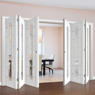 Image: Bespoke Thrufold Palermo 1L White Primed Glazed Folding 3+3 Door