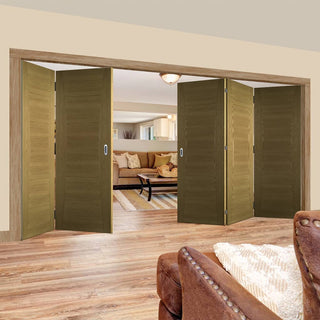 Image: Five Folding Doors & Frame Kit - Pamplona Oak Flush 3+2 - Prefinished