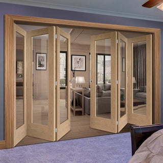 Image: Bespoke Thrufold Pattern 10 1L Shaker Oak Glazed Folding 3+3 Door