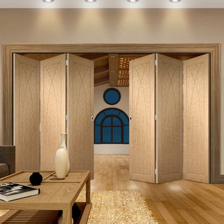 Image: Bespoke Thrufold Pesaro Oak Flush Folding 3+3 Door