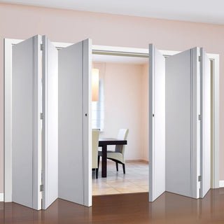 Image: Six Folding Doors & Frame Kit - Sierra Blanco Flush 3+3 - White Painted