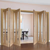 Six Folding Doors & Frame Kit - Verona Oak 3+3 - Clear Glass - Prefinished
