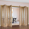 Six Folding Doors & Frame Kit - Verona Oak 3+3 - Clear Glass - Prefinished