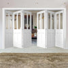 Six Folding Doors & Frame Kit - Malton Shaker 3+3 - Clear Glass - White Primed