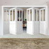 Six Folding Doors & Frame Kit - Malton Shaker 3+3 - Clear Glass - White Primed