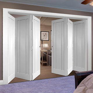 Image: Bespoke Thrufold Worcester White Primed 3P Folding 3+3 Door