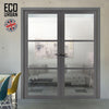 Manchester 3 Pane Solid Wood Internal Door Pair UK Made DD6306G - Clear Glass - Eco-Urban® Stormy Grey Premium Primed