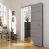 Bespoke Fire Door - Flush Horizontal Grey Inlay - American Light Grey Ash Veneer - 30 Minute Fire Rated - Prefinished