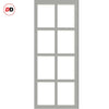 Perth 8 Pane Solid Wood Internal Door Pair UK Made DD6318G - Clear Glass - Eco-Urban® Mist Grey Premium Primed