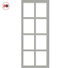 Eco-Urban Perth 8 Pane Solid Wood Internal Door Pair UK Made DD6318SG - Frosted Glass - Eco-Urban® Mist Grey Premium Primed