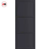Top Mounted Black Sliding Track & Solid Wood Door - Eco-Urban® Manchester 3 Panel Solid Wood Door DD6305 - Shadow Black Premium Primed