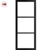 Bespoke Room Divider - Eco-Urban® Manchester Door Pair DD6306C - Clear Glass with Full Glass Side - Premium Primed - Colour & Size Options