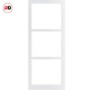 Eco-Urban Manchester 3 Pane Solid Wood Internal Door Pair UK Made DD6306SG - Frosted Glass - Eco-Urban® Cloud White Premium Primed