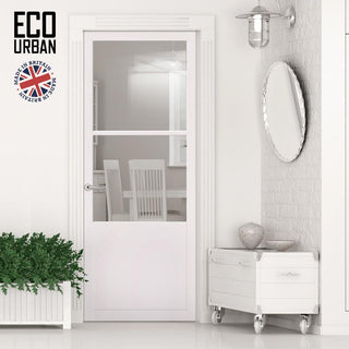 Image: Berkley 2 Pane 1 Panel Solid Wood Internal Door UK Made DD6309G - Clear Glass - Eco-Urban® Cloud White Premium Primed