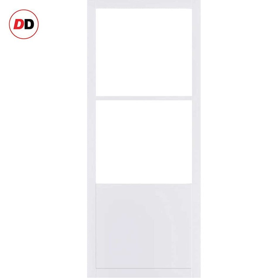 Berkley 2 Pane 1 Panel Solid Wood Internal Door UK Made DD6309G - Clear Glass - Eco-Urban® Cloud White Premium Primed