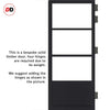 Staten 3 Pane 1 Panel Solid Wood Internal Door Pair UK Made DD6310G - Clear Glass - Eco-Urban® Shadow Black Premium Primed