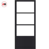 Eco-Urban Staten 3 Pane 1 Panel Solid Wood Internal Door Pair UK Made DD6310SG - Frosted Glass - Eco-Urban® Shadow Black Premium Primed