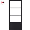 Handmade Eco-Urban Staten 3 Pane 1 Panel Solid Wood Internal Door UK Made DD6310SG - Frosted Glass - Eco-Urban® Shadow Black Premium Primed