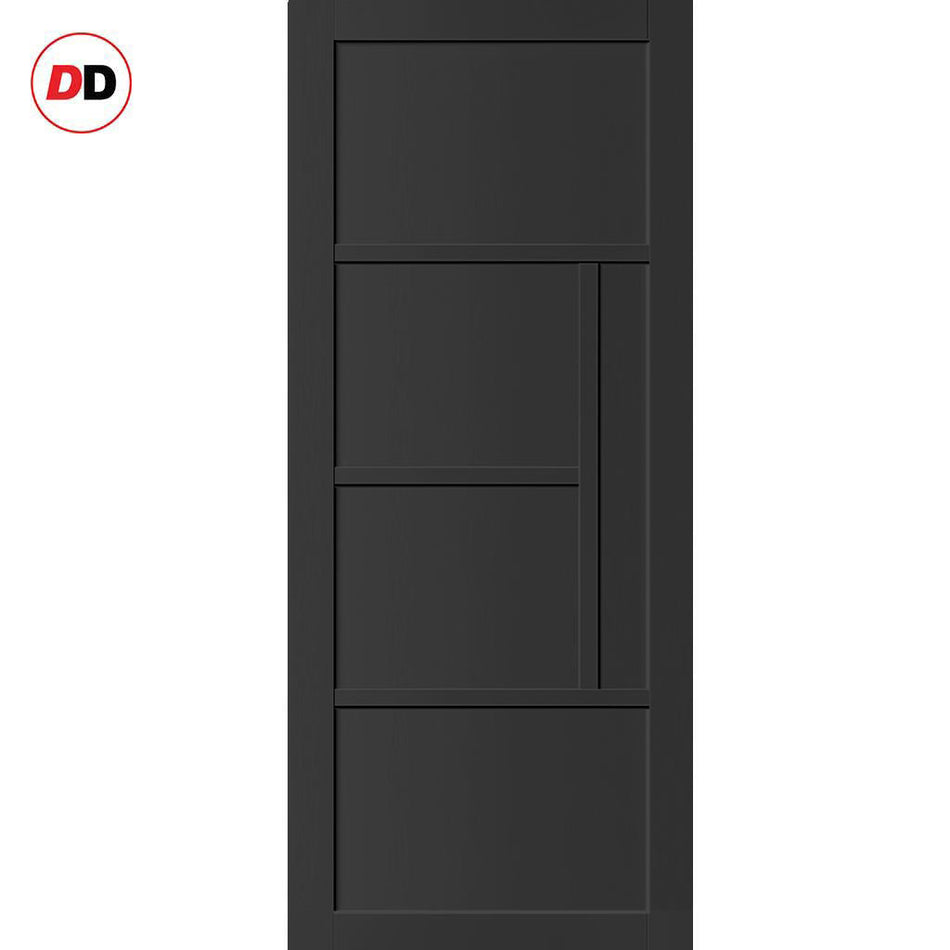 Boston 4 Panel Solid Wood Internal Door UK Made DD6311 - Eco-Urban® Shadow Black Premium Primed
