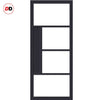 Boston 4 Pane Solid Wood Internal Door Pair UK Made DD6311G - Clear Glass - Eco-Urban® Shadow Black Premium Primed