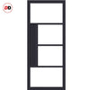 Eco-Urban Boston 4 Pane Solid Wood Internal Door Pair UK Made DD6311SG - Frosted Glass - Eco-Urban® Shadow Black Premium Primed