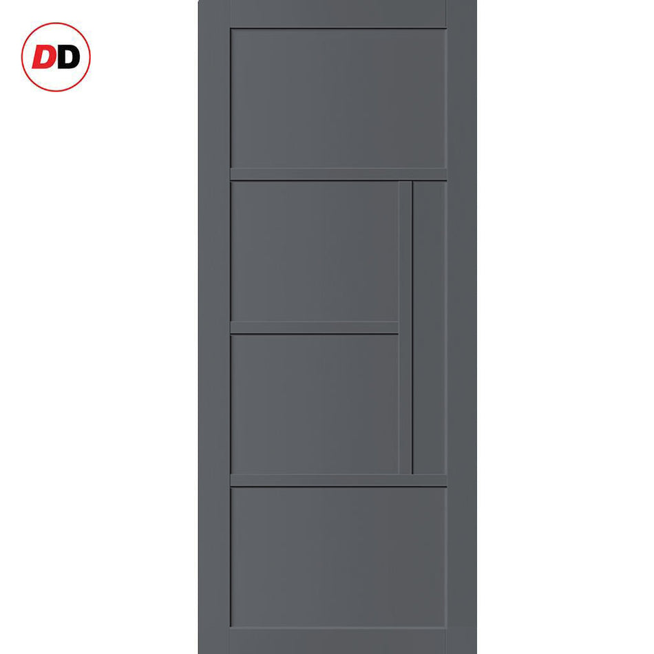 Boston 4 Panel Solid Wood Internal Door UK Made DD6311 - Eco-Urban® Stormy Grey Premium Primed