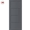 Top Mounted Black Sliding Track & Solid Wood Door - Eco-Urban® Boston 4 Panel Solid Wood Door DD6311 - Stormy Grey Premium Primed