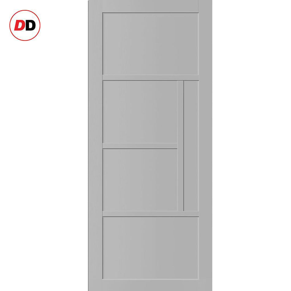 Boston 4 Panel Solid Wood Internal Door UK Made DD6311 - Eco-Urban® Mist Grey Premium Primed