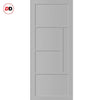 Top Mounted Black Sliding Track & Solid Wood Door - Eco-Urban® Boston 4 Panel Solid Wood Door DD6311 - Mist Grey Premium Primed