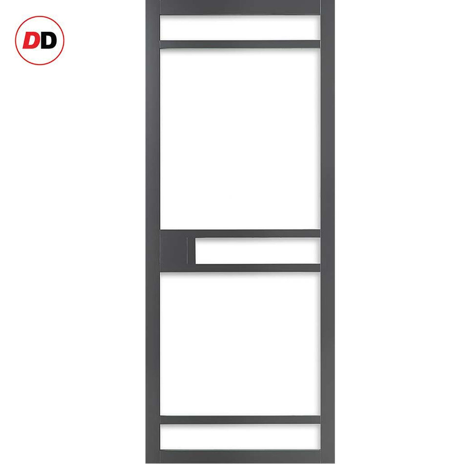Sheffield 5 Pane Solid Wood Internal Door UK Made DD6312G - Clear Glass - Eco-Urban® Stormy Grey Premium Primed