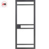 Sheffield 5 Pane Solid Wood Internal Door Pair UK Made DD6312G - Clear Glass - Eco-Urban® Stormy Grey Premium Primed