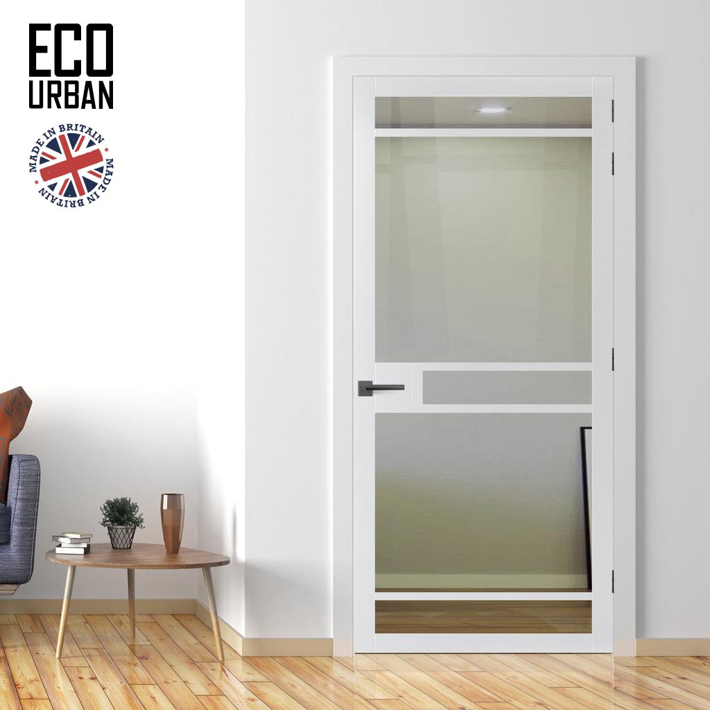 Sheffield 5 Pane Solid Wood Internal Door UK Made DD6312G - Clear Glass - Eco-Urban® Cloud White Premium Primed