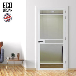 Image: Sheffield 5 Pane Solid Wood Internal Door UK Made DD6312G - Clear Glass - Eco-Urban® Cloud White Premium Primed