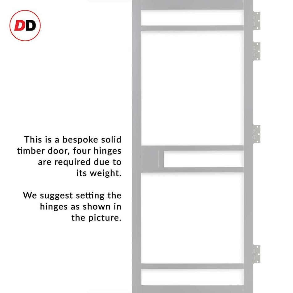 Handmade Eco-Urban Sheffield 5 Pane Solid Wood Internal Door UK Made DD6312SG - Frosted Glass - Eco-Urban® Mist Grey Premium Primed