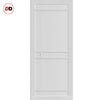 Top Mounted Black Sliding Track & Solid Wood Door - Eco-Urban® Sheffield 5 Panel Solid Wood Door DD6312 - Cloud White Premium Primed