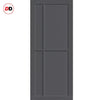 Top Mounted Black Sliding Track & Solid Wood Door - Eco-Urban® Marfa 4 Panel Solid Wood Door DD6313 - Stormy Grey Premium Primed