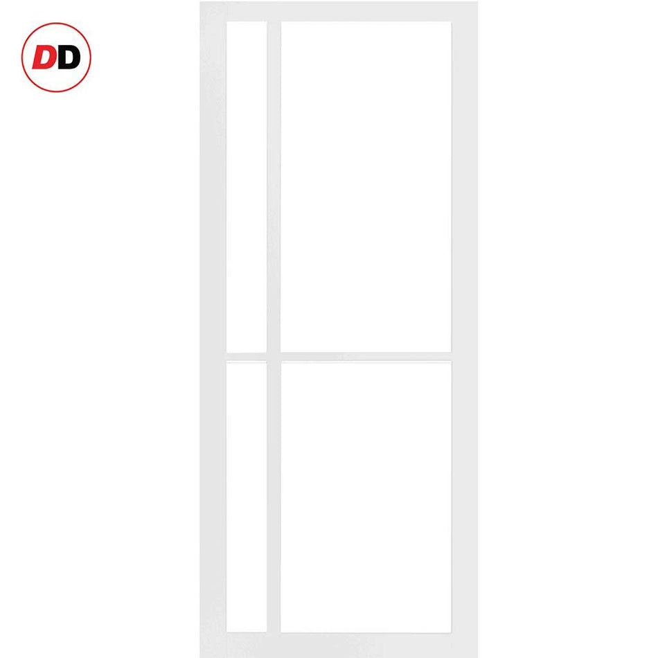 Handmade Eco-Urban Marfa 4 Pane Solid Wood Internal Door UK Made DD6313SG - Frosted Glass - Eco-Urban® Cloud White Premium Primed
