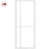 Marfa 4 Pane Solid Wood Internal Door Pair UK Made DD6313G - Clear Glass - Eco-Urban® Cloud White Premium Primed