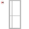 Eco-Urban Marfa 4 Pane Solid Wood Internal Door Pair UK Made DD6313SG - Frosted Glass - Eco-Urban® Mist Grey Premium Primed