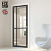 Marfa 4 Pane Solid Wood Internal Door UK Made DD6313G - Clear Glass - Eco-Urban® Shadow Black Premium Primed