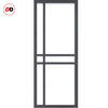 Eco-Urban Glasgow 6 Pane Solid Wood Internal Door Pair UK Made DD6314SG - Frosted Glass - Eco-Urban® Stormy Grey Premium Primed