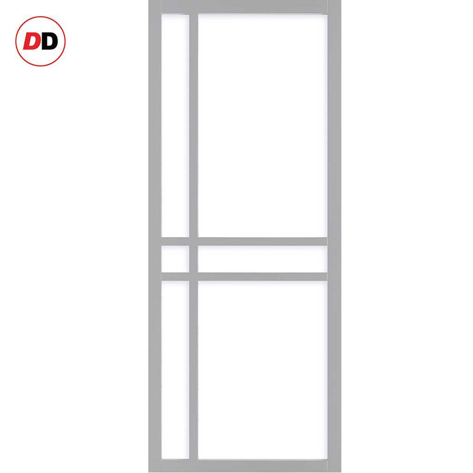 Glasgow 6 Pane Solid Wood Internal Door UK Made DD6314G - Clear Glass - Eco-Urban® Mist Grey Premium Primed