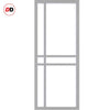 Glasgow 6 Pane Solid Wood Internal Door Pair UK Made DD6314G - Clear Glass - Eco-Urban® Mist Grey Premium Primed