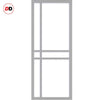 Glasgow 6 Pane Solid Wood Internal Door Pair UK Made DD6314G - Clear Glass - Eco-Urban® Mist Grey Premium Primed