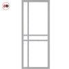 Eco-Urban Glasgow 6 Pane Solid Wood Internal Door Pair UK Made DD6314SG - Frosted Glass - Eco-Urban® Mist Grey Premium Primed