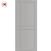 Top Mounted Black Sliding Track & Solid Wood Door - Eco-Urban® Glasgow 6 Panel Solid Wood Door DD6314 - Mist Grey Premium Primed