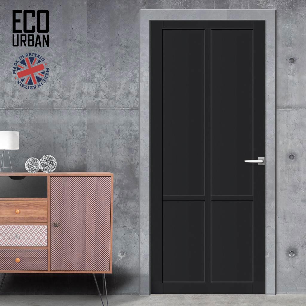 Bronx 4 Panel Solid Wood Internal Door UK Made DD6315 - Eco-Urban® Shadow Black Premium Primed